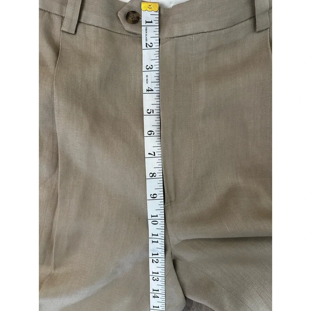 Jos A Bank Travelers Collection‎ 100% Linen Dress Pants 34x29 Tan Pleated Cuffed
